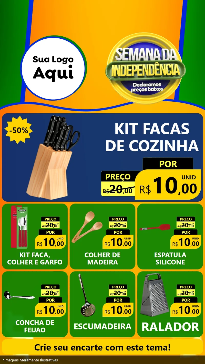 Modelo de Rede Social para Stories com o tema Semana da Independência Declaramos Preços Baixos para Utilidades Domésticas