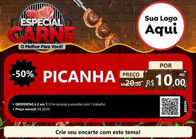 Modelo de Cartaz para Cartaz A4 Horizontal com o tema Especial da Carne - O melhor para você! para Açougue