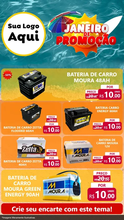 Modelo de TV para TV Vertical com o tema Janeiro de Promoção para Baterias Elétricas