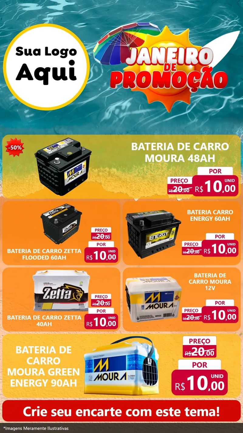 Modelo de TV para TV Vertical com o tema Janeiro de Promoção para Baterias Elétricas