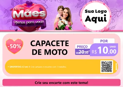 Modelo de Cartaz para Cartaz A4 Horizontal com o tema Dia das Mães Ofertas para Você! para Moto peças