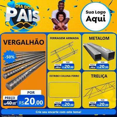 Modelo de Rede Social para Feed Facebook com o tema Dia dos Pais para Ferragens