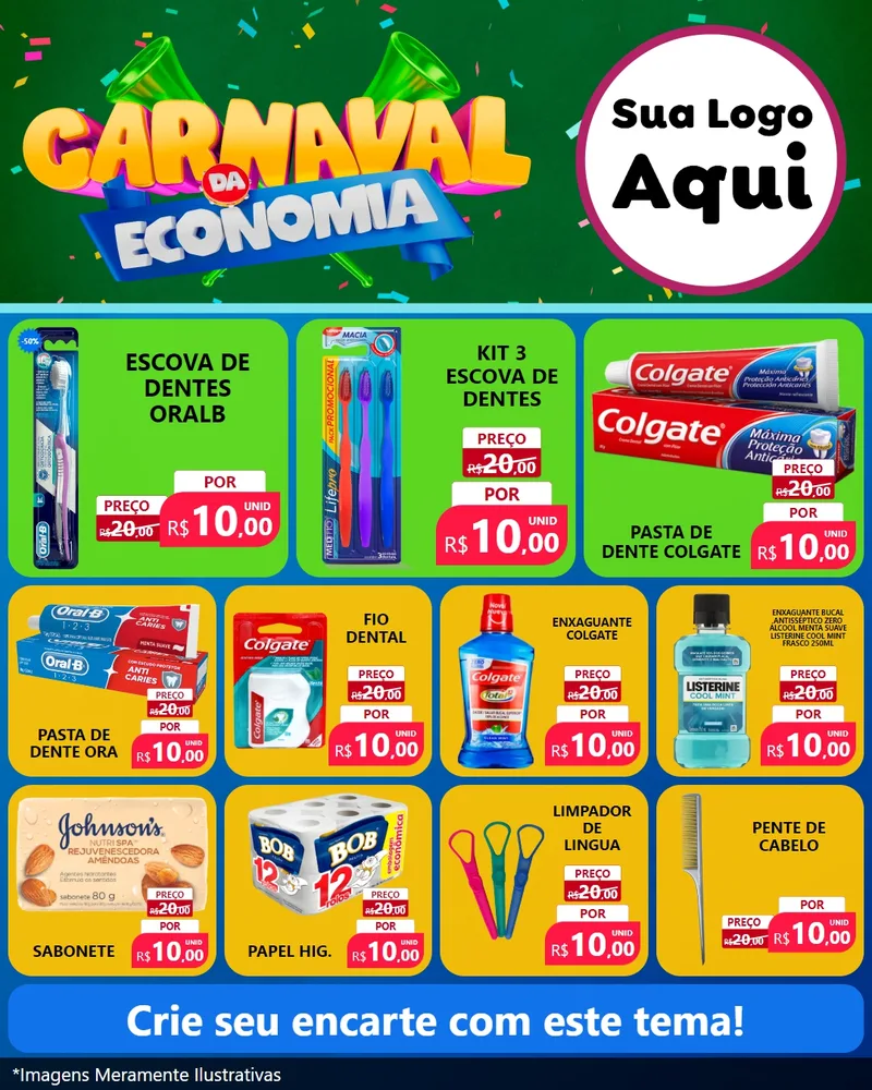 Modelo de Rede Social para Feed Instagram com o tema Carnaval da Economia para Higiene Pessoal