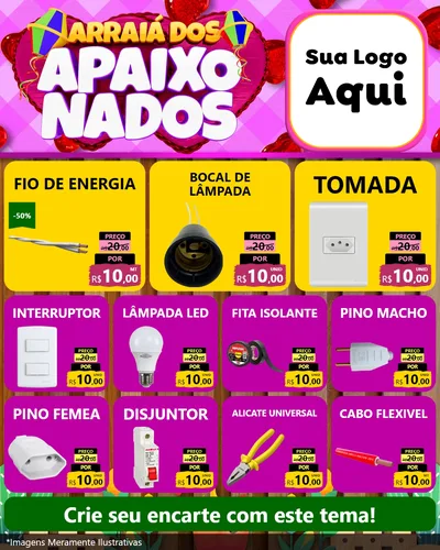 Modelo de Rede Social para Feed Instagram com o tema Arraiá dos Apaixonados para Materiais Elétricos