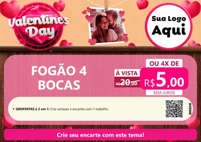 Modelo de Cartaz para Cartaz A4 Horizontal com o tema Valentine's Day para Móveis e Eletro