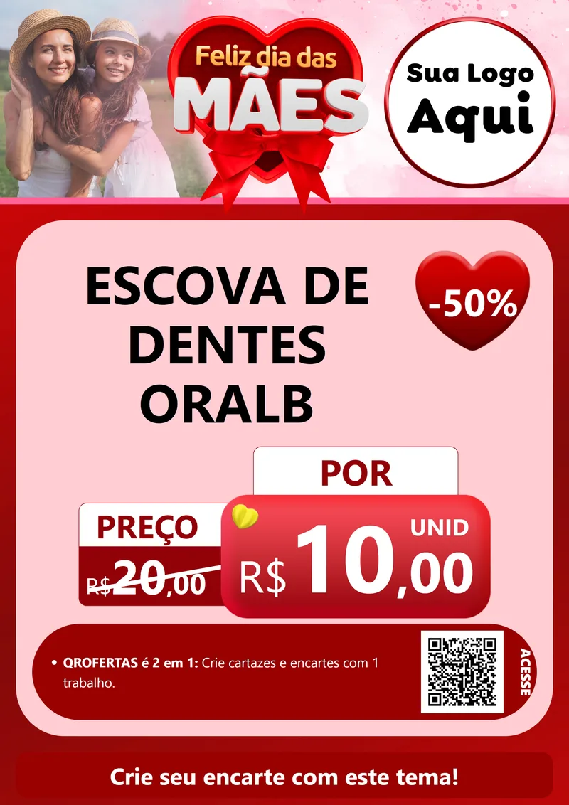 Modelo de Cartaz para Cartaz A4 Vertical com o tema Feliz Dia Das Mães para Higiene Pessoal
