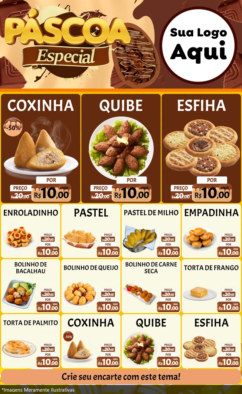 Modelo de Encarte para Encarte Grande com o tema Páscoa Especial para Salgadaria