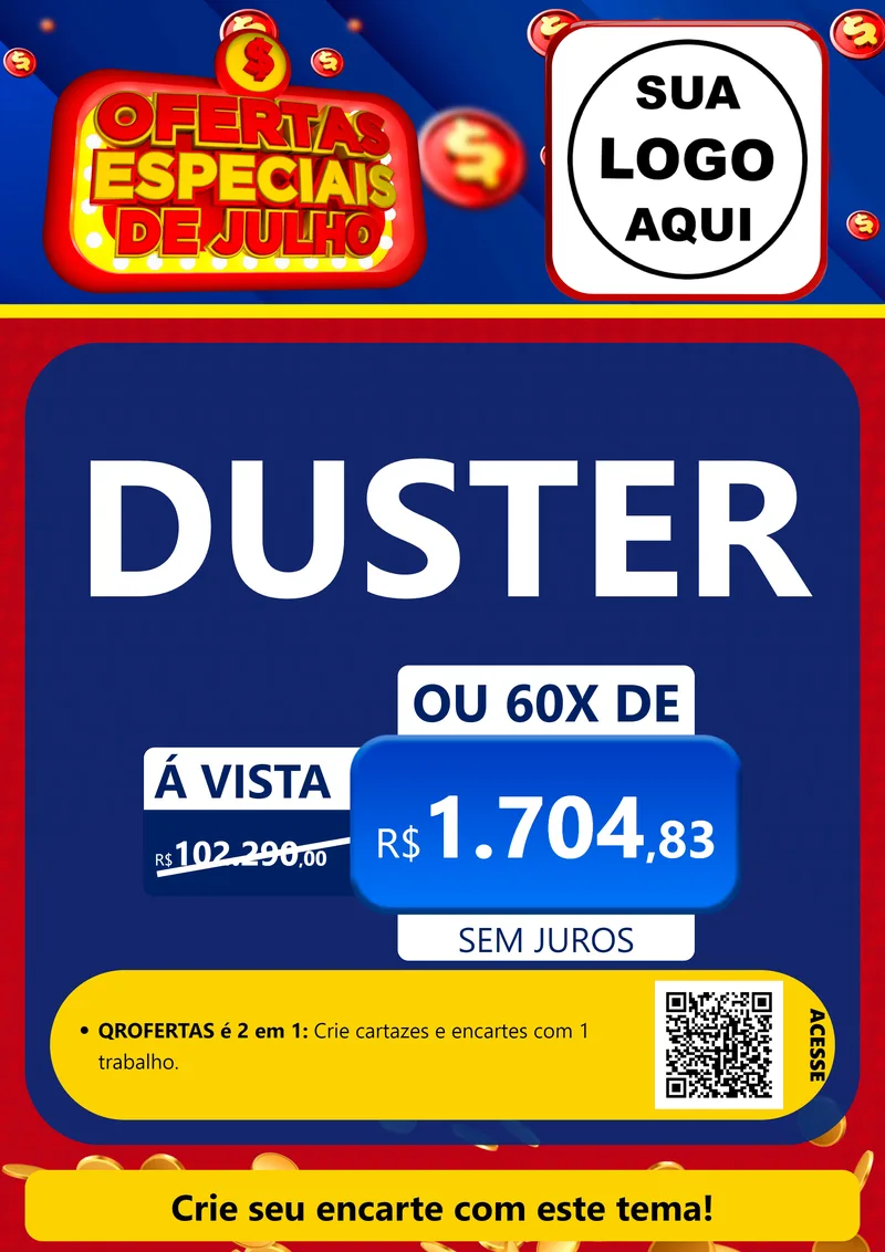 Modelo de Cartaz para Cartaz A4 Vertical com o tema Ofertas Especiais de Julho para Concessionaria de Carros