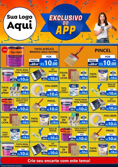 Modelo de Encarte para Encarte A4 Vertical com o tema Exclusivo do Aplicativo para Tintas e Ferramentas