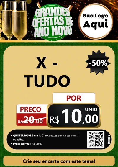 Modelo de Cartaz para Cartaz A4 Vertical com o tema Grandes Ofertas de Ano Novo para Hamburgueria
