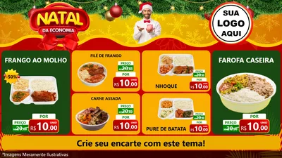 Modelo de TV para TV Horizontal com o tema Natal da Economia para Restaurante