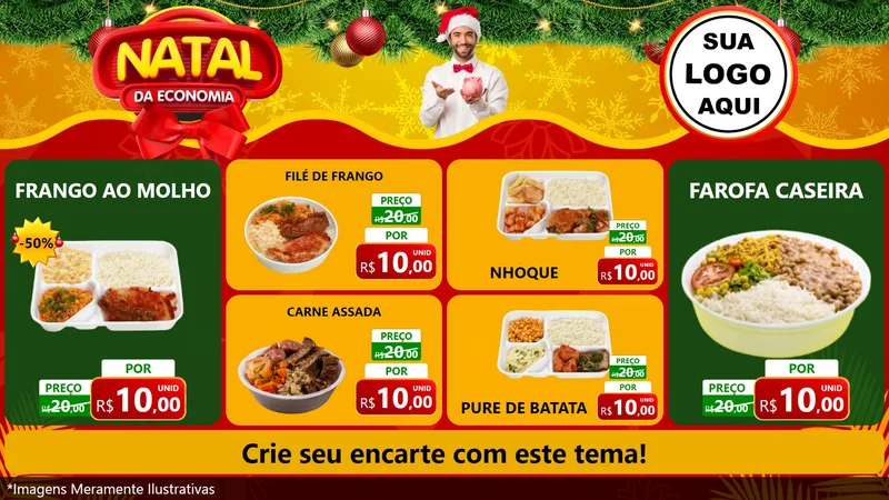 Modelo de TV para TV Horizontal com o tema Natal da Economia para Restaurante