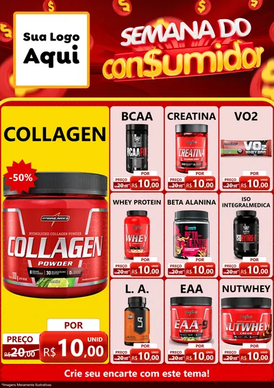Modelo de Encarte para Encarte A4 Vertical com o tema Semana do Consumidor para Suplementos alimentares