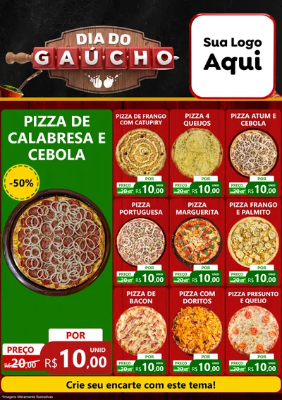 Modelo de Encarte para Encarte A4 Vertical com o tema Dia do Gaúcho para Pizzaria