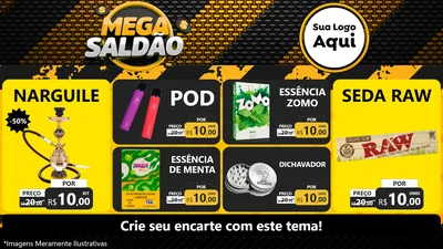 Modelo de TV para TV Horizontal com o tema Mega Saldão para Tabacaria