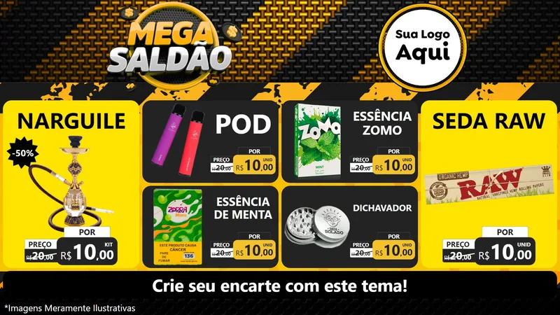 Modelo de TV para TV Horizontal com o tema Mega Saldão para Tabacaria