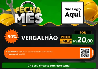 Modelo de Cartaz para Cartaz A4 Horizontal com o tema Fecha Mês para Ferragens