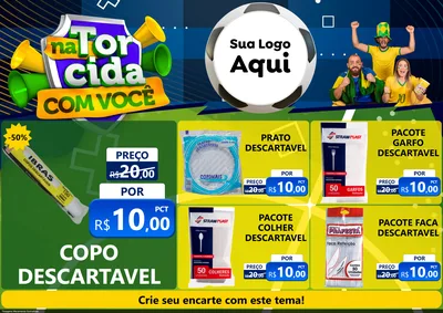 Modelo de Encarte para Encarte A4 Horizontal com o tema Na Torcida Com Você - Copa para Embalagens