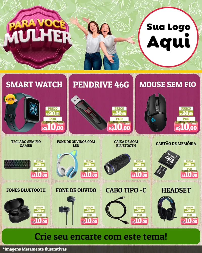 Modelo de Rede Social para Feed Instagram com o tema Para Você Mulher para Informática