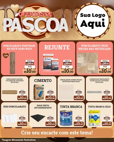 Modelo de Rede Social para Feed Instagram com o tema Ofertas de Páscoa para Pisos e revestimentos