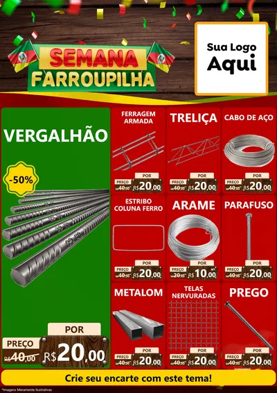 Modelo de Encarte para Encarte A4 Vertical com o tema Semana Farroupilha para Ferragens