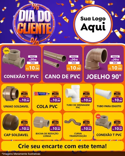 Modelo de Rede Social para Feed Instagram com o tema Dia do Cliente para Tubos e conexões
