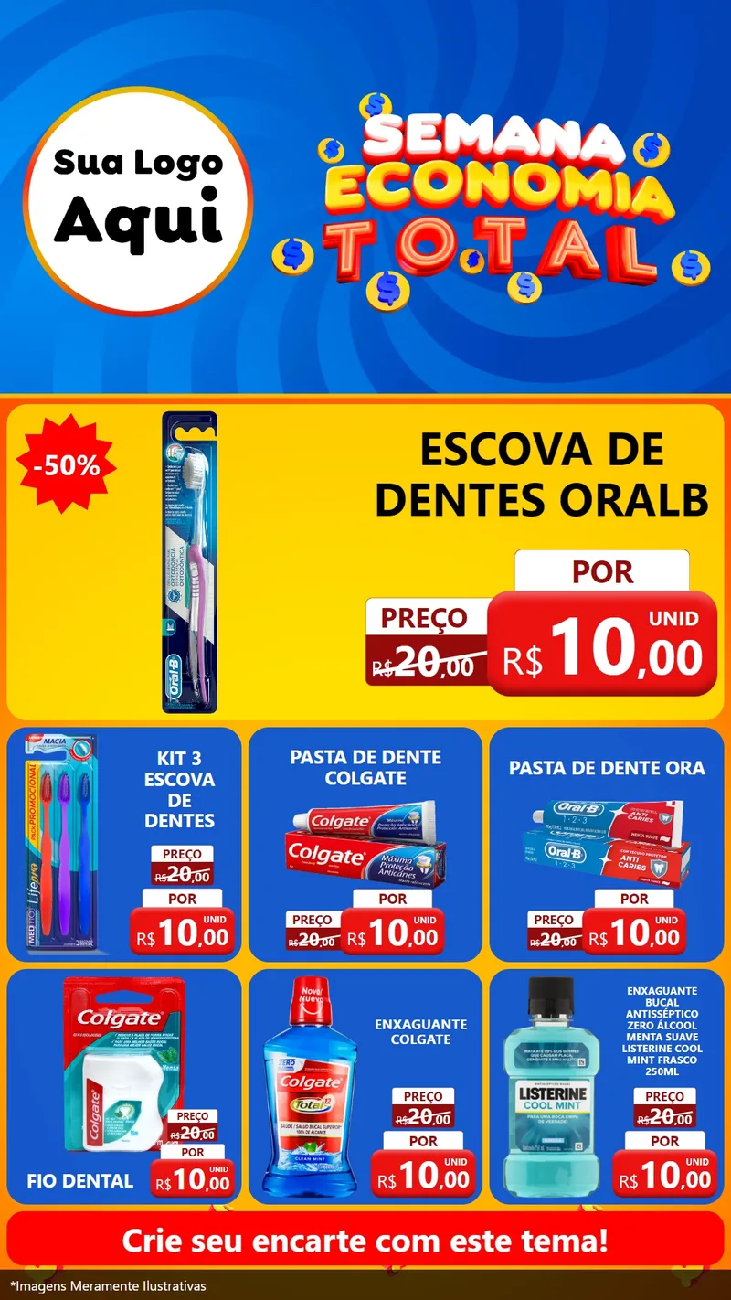 Modelo de Rede Social para Stories com o tema Semana Economia Total para Higiene Pessoal