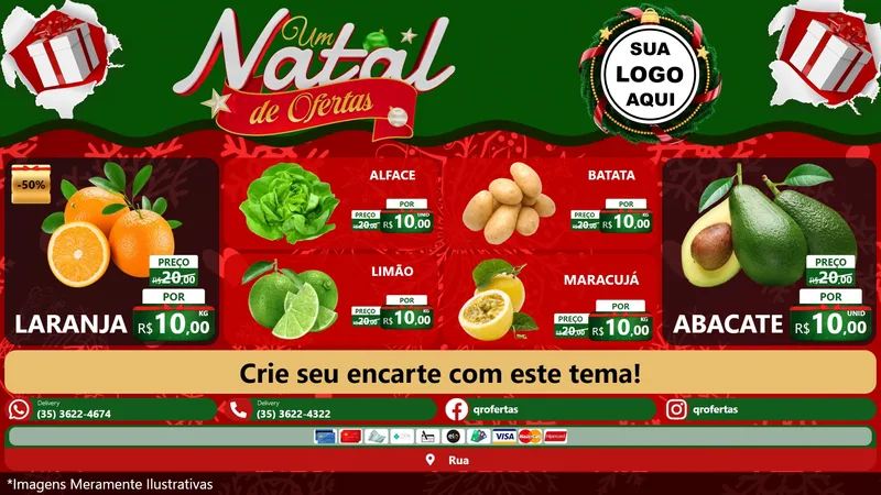 Modelo de TV para TV Horizontal com o tema Um Natal de Ofertas para Hortifrúti