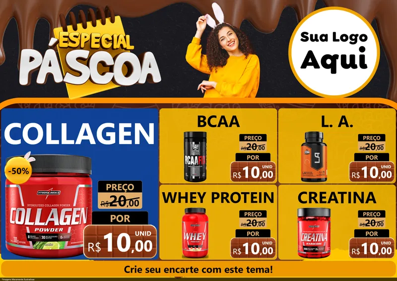 Modelo de Encarte para Encarte A4 Horizontal com o tema Especial Páscoa para Suplementos alimentares