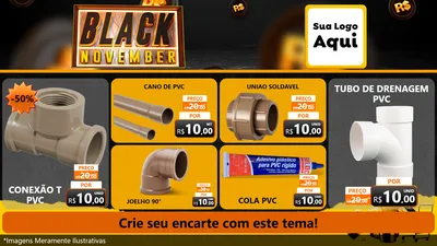 Modelo de TV para TV Horizontal com o tema Black November para Tubos e conexões