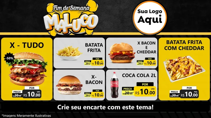 Modelo de TV para TV Horizontal com o tema Fim de Semana Maluco para Hamburgueria