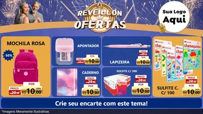 Modelo de TV para TV Horizontal com o tema Réveillon de Ofertas para Papelaria