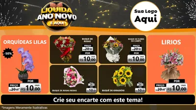 Modelo de TV para TV Horizontal com o tema Liquida Ano Novo É Aqui! para Floricultura e jardim