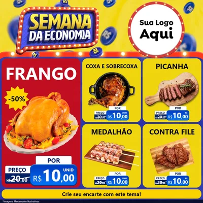 Modelo de Rede Social para Feed Facebook com o tema Semana da Economia para Assados