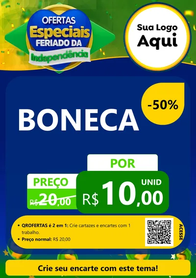 Modelo de Cartaz para Cartaz A4 Vertical com o tema Ofertas Especiais Feriado da Independência para Brinquedos