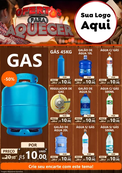 Modelo de Encarte para Encarte A4 Vertical com o tema Ofertas Para Aquecer para Água e gás