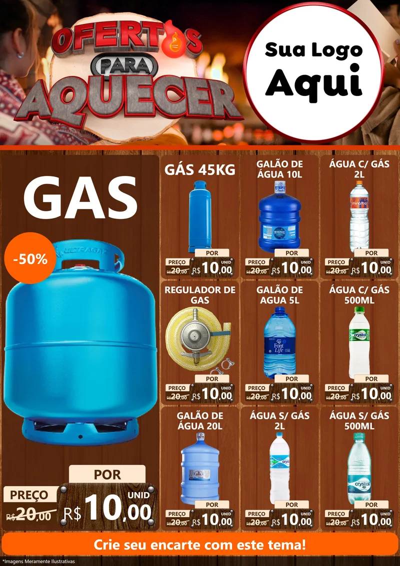 Modelo de Encarte para Encarte A4 Vertical com o tema Ofertas Para Aquecer para Água e gás