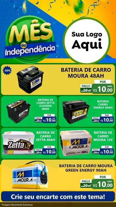 Modelo de TV para TV Vertical com o tema Mês da Independência para Baterias Elétricas