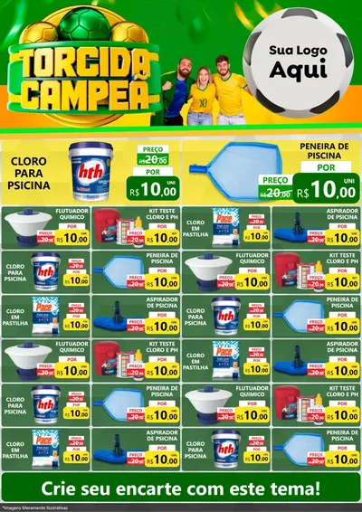 Modelo de Encarte para Encarte A4 Vertical com o tema Torcida Campeã - Copa para Produtos para Piscina