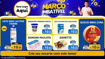 Modelo de TV para TV Horizontal com o tema Março Imbatível para Frios e Laticínios