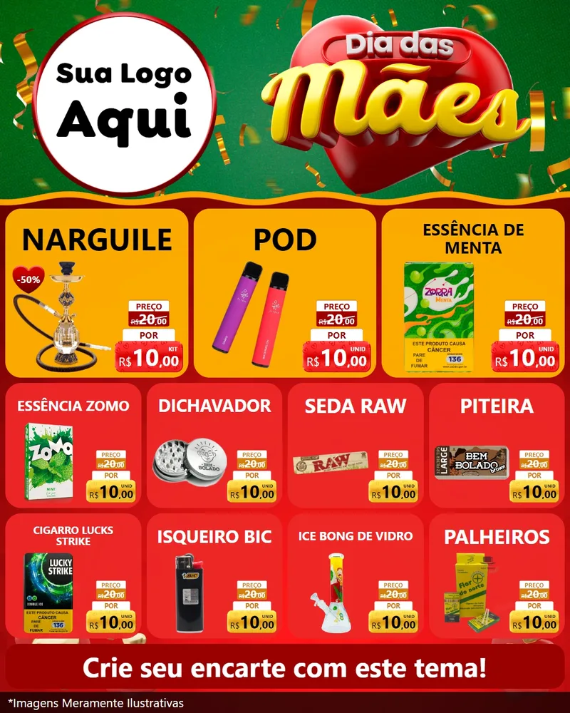 Modelo de Rede Social para Feed Instagram com o tema Dia das Mães para Tabacaria