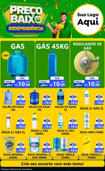 Modelo de Encarte para Encarte Grande com o tema Preço Baixo de Independência para Água e gás