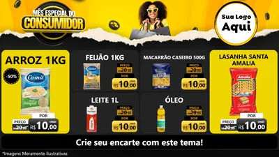 Modelo de TV para TV Horizontal com o tema Mês Especial do Consumidor para Supermercado