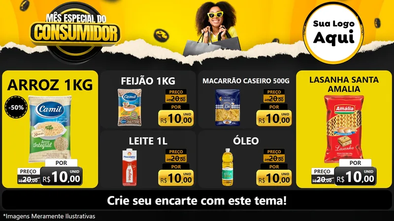 Modelo de TV para TV Horizontal com o tema Mês Especial do Consumidor para Supermercado