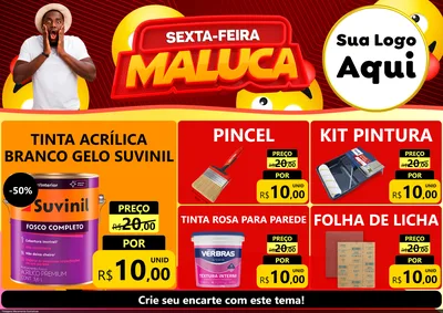 Modelo de Encarte para Encarte A4 Horizontal com o tema Sexta-feira Maluca para Tintas e Ferramentas