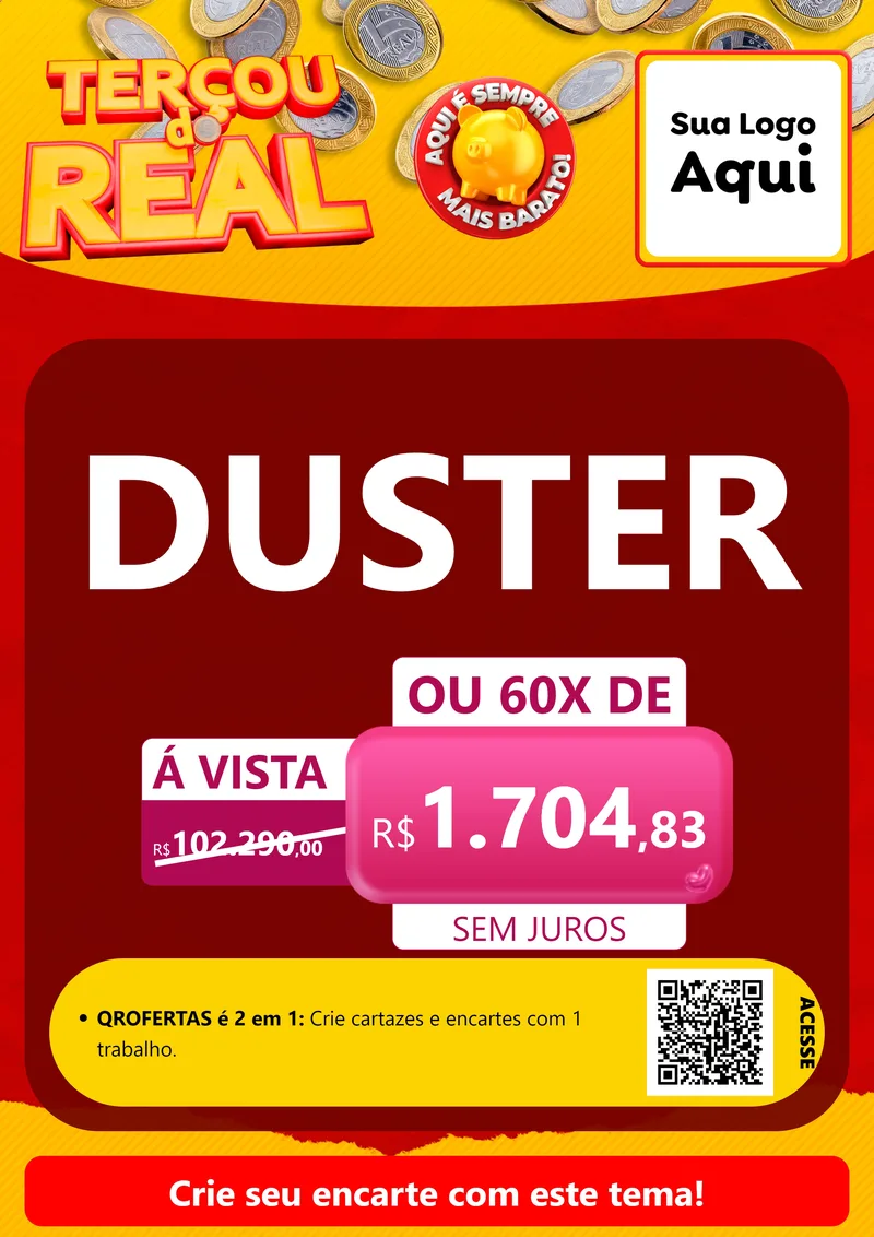 Modelo de Cartaz para Cartaz A4 Vertical com o tema Terçou do Real para Concessionaria de Carros