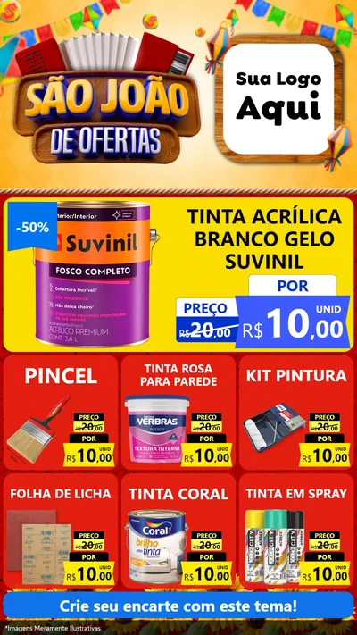 Modelo de Rede Social para Stories com o tema São João de Ofertas para Tintas e Ferramentas