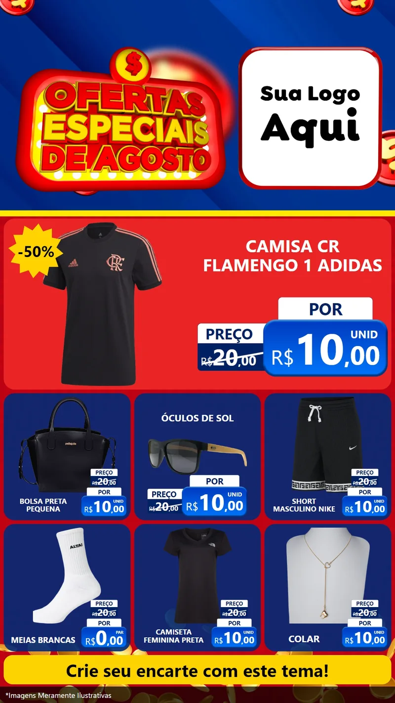 Modelo de Rede Social para Stories com o tema Ofertas Especiais de Agosto para Roupas e acessórios