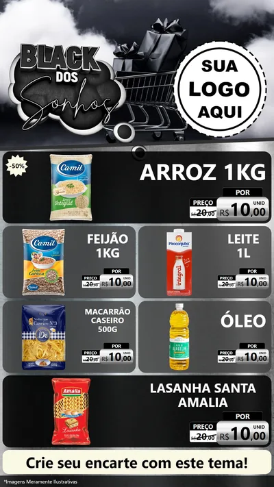 Modelo de TV para TV Vertical com o tema Black dos Sonhos para Supermercado