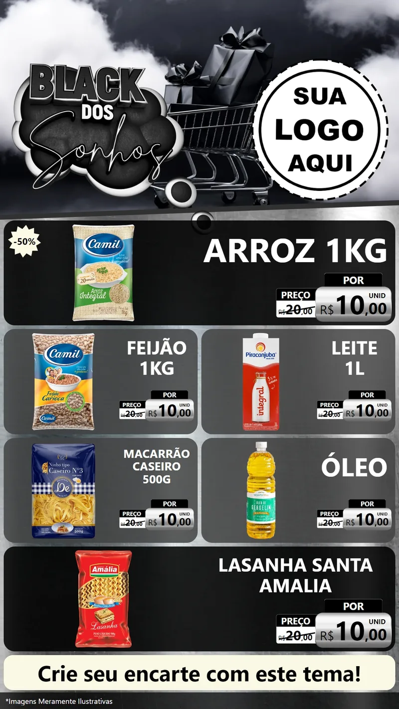 Modelo de TV para TV Vertical com o tema Black dos Sonhos para Supermercado